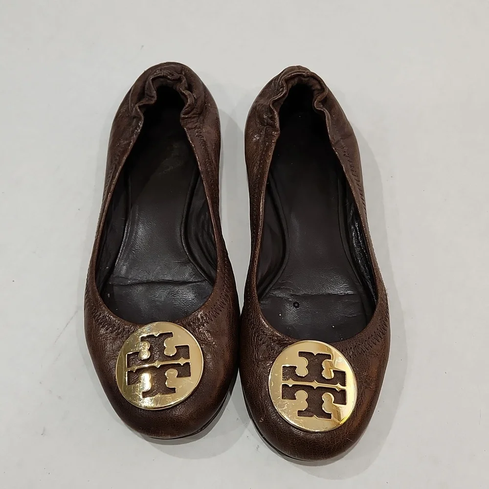 Tory Burch Flats With Gold Logo Size 7